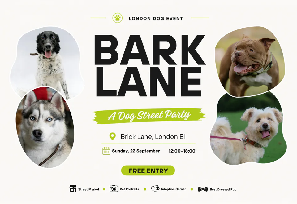 London street market dog event poster